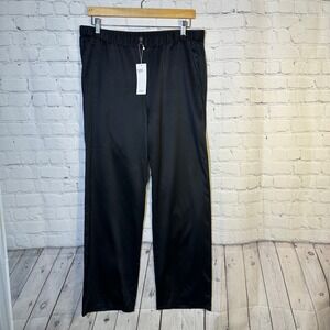 Eileen Fisher Black Recycled‎ Polyester Satin Straight Pant M R9GVB-P4295M NEW